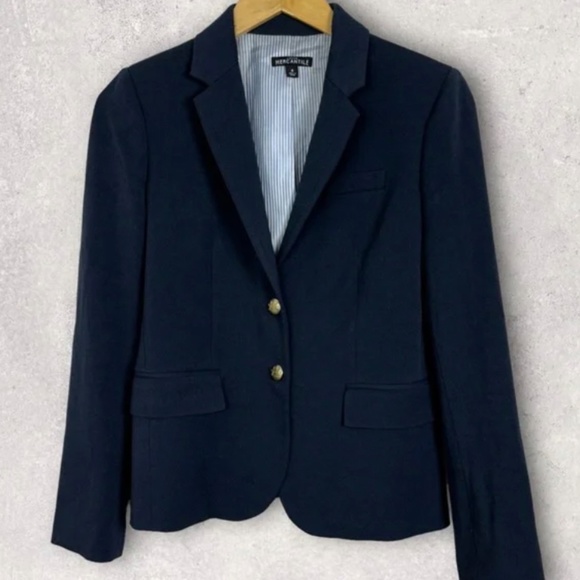 J. Crew Schoolboy Blazer Navy Blue Size 4 Style # J4548 Double Button Stretch - Picture 3 of 13